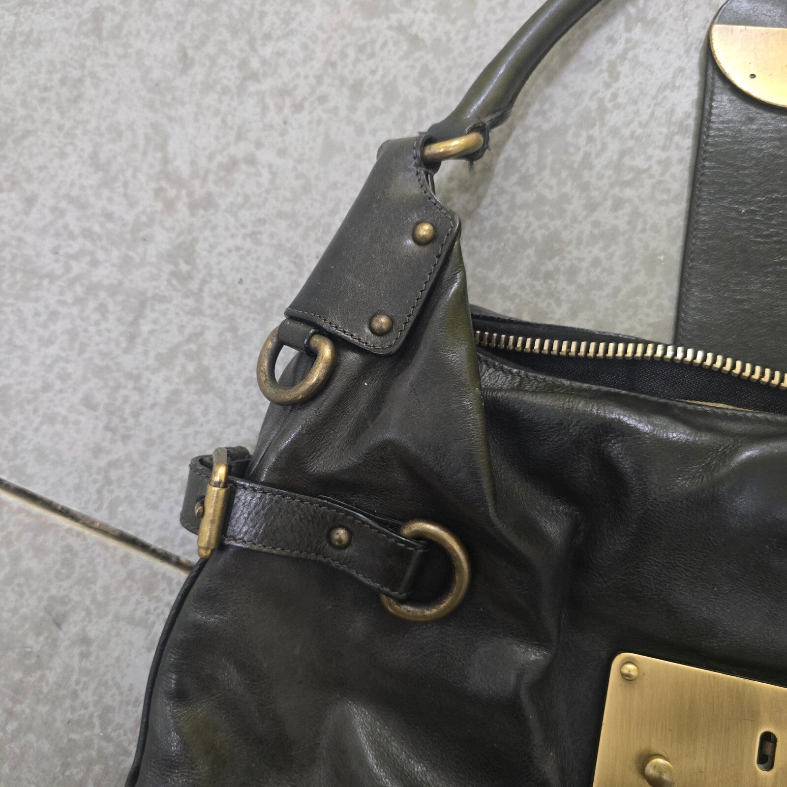 Joseph Vintage Leather Black Leather Shoulder Bag with Brass Hardware