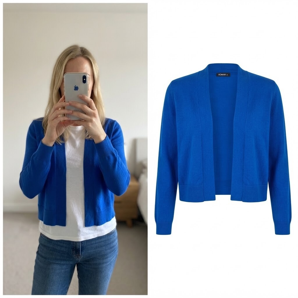 Roman Women's Cobalt Blue Open Front Cropped Cardigan Size 16