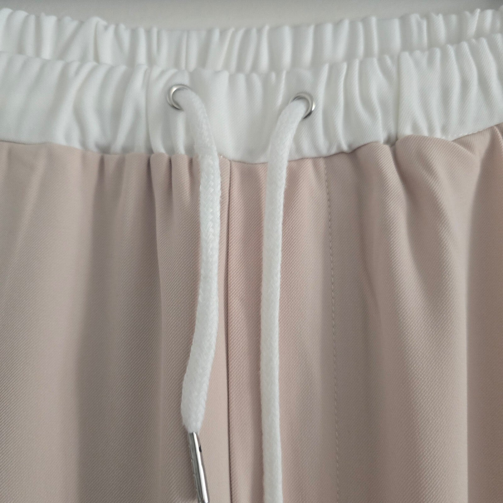 Boohoo Stone Wide Leg Trousers with White Drawstring Waistband UK 16 BNWT