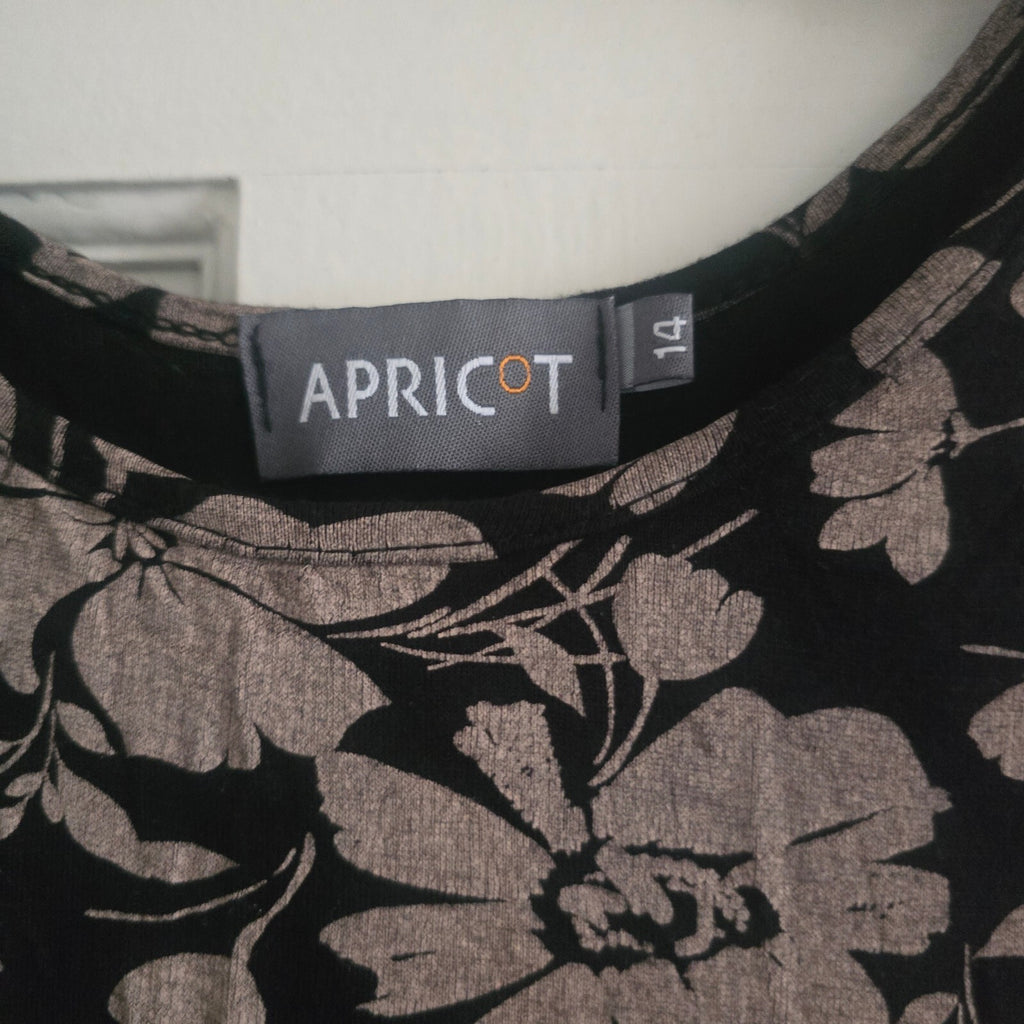 Apricot Black and Beige Floral Sleeveless Midi Dress UK14, jersey, soft, bodycon