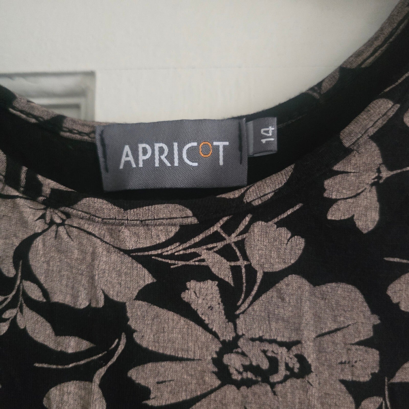 Apricot Black and Beige Floral Sleeveless Midi Dress UK14, jersey, soft, bodycon