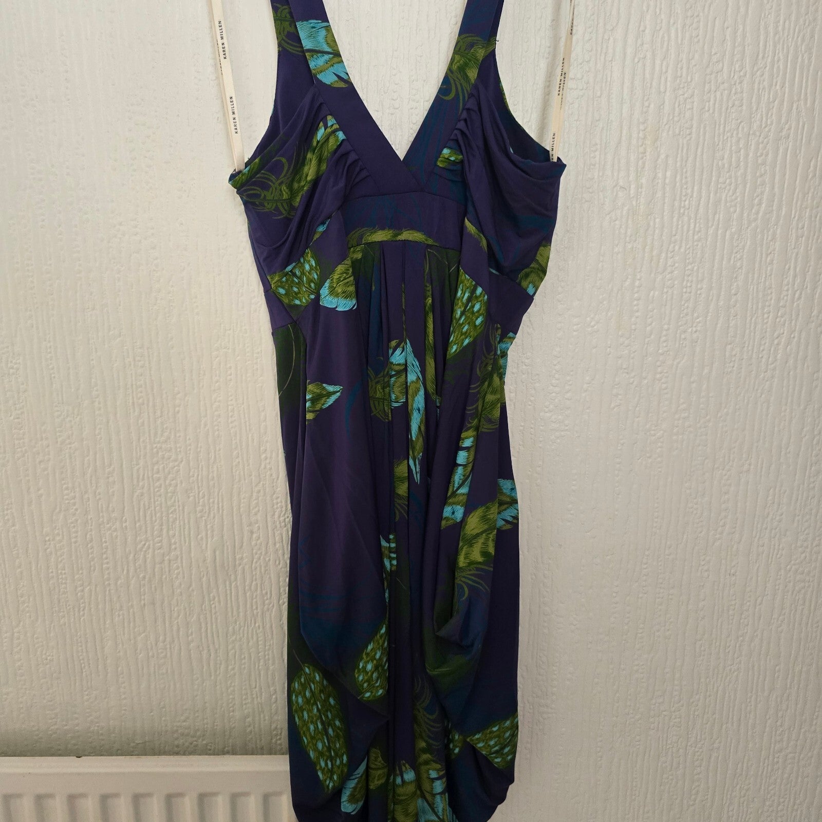 Karen Millen Floral Print Purple Viscose Dress UK 10