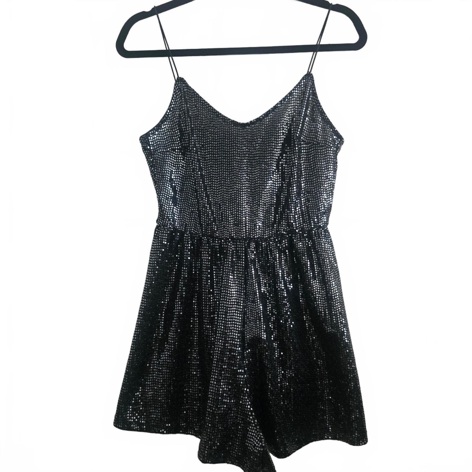 H&M Divided Black Sequin Spaghetti Strap Romper Size S, glam, party,