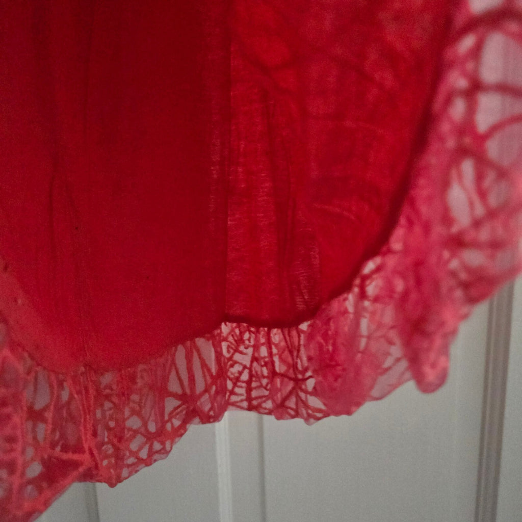 Coral Pink Sleeveless Lace Overlay Spiderweb Top, size M