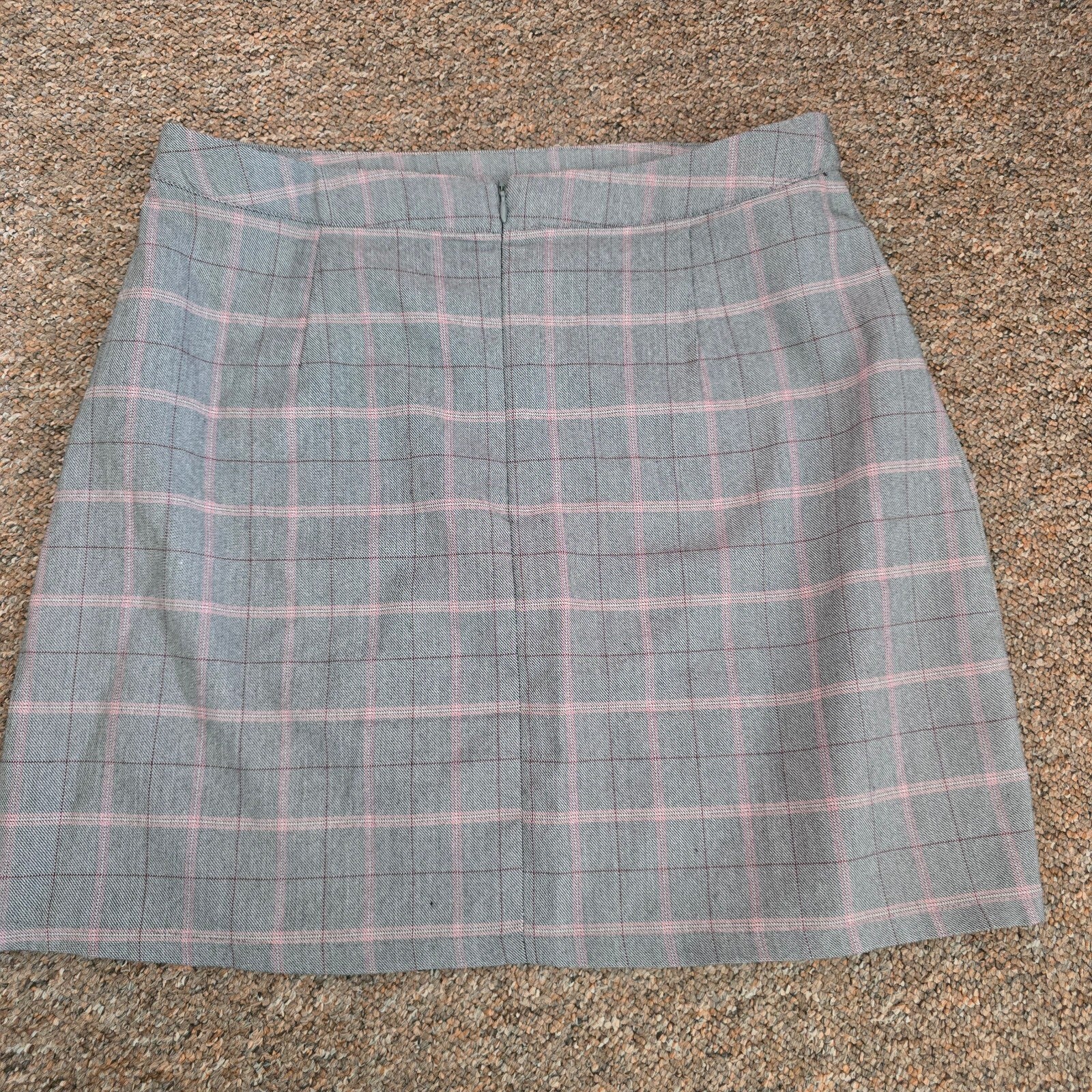 Primark Grey and Pink Checked Mini Skirt UK 10, preppy