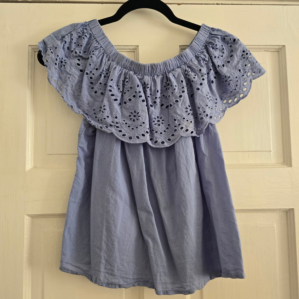 Atmosphere Light Blue Eyelet Off-Shoulder Top UK Size 10, broderie anglais style