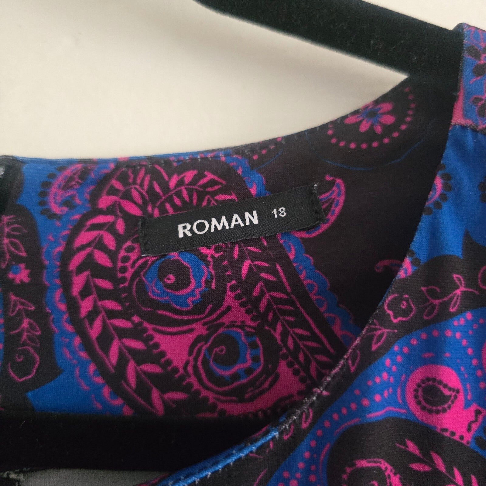 Roman Purple Women's Paisley Print Long Sleeve Dress Size 18