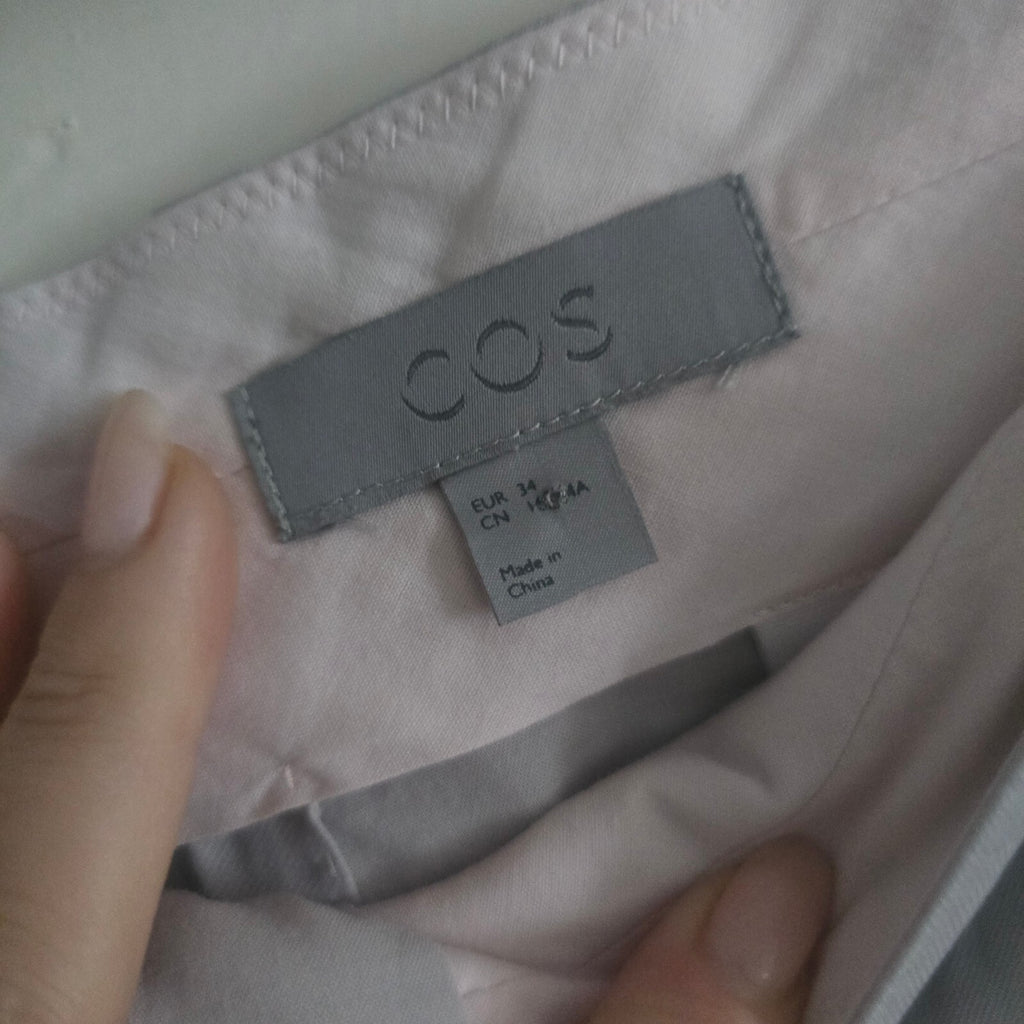 COS Light Grey Tapered Trousers with Hook and Zip Closure size 34 (UK8) turn ups