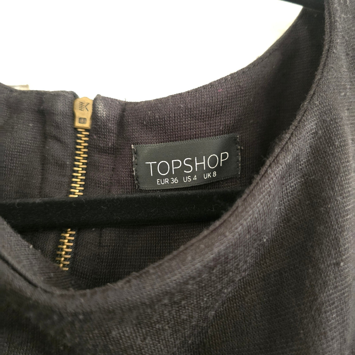 Topshop Black Puff Sleeve Midi Dress with Back Zipper, Size UK 8, vintage
