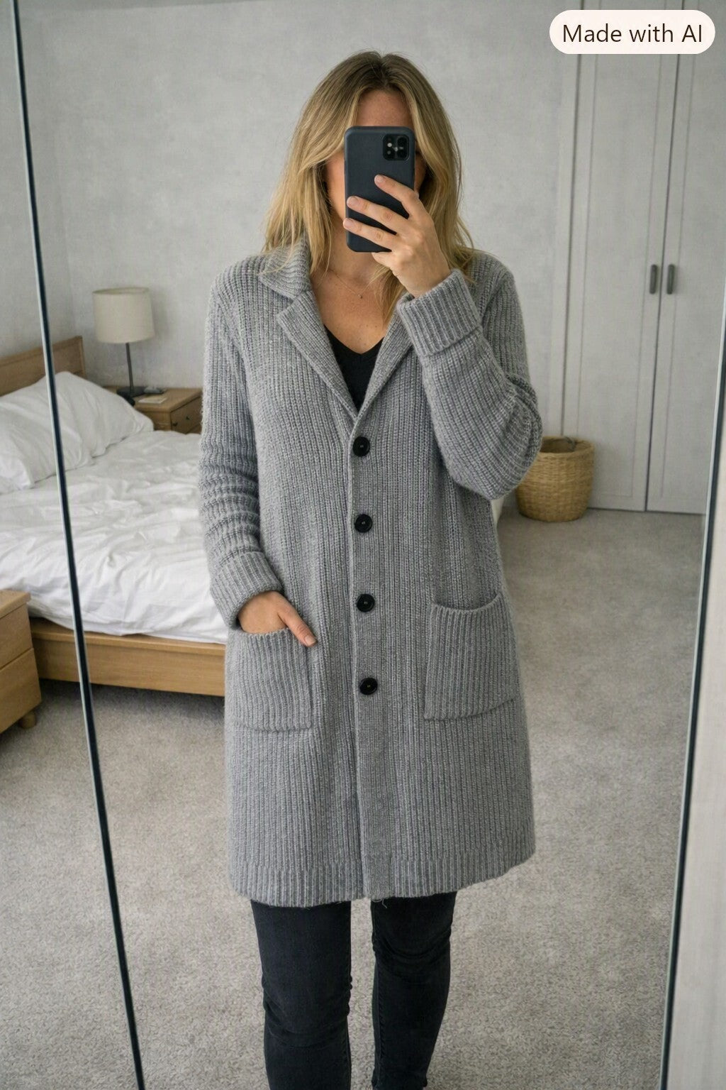 Joseph Grey Wool Knit Longline Cardigan Designer Luxury Premium Layering Size S
