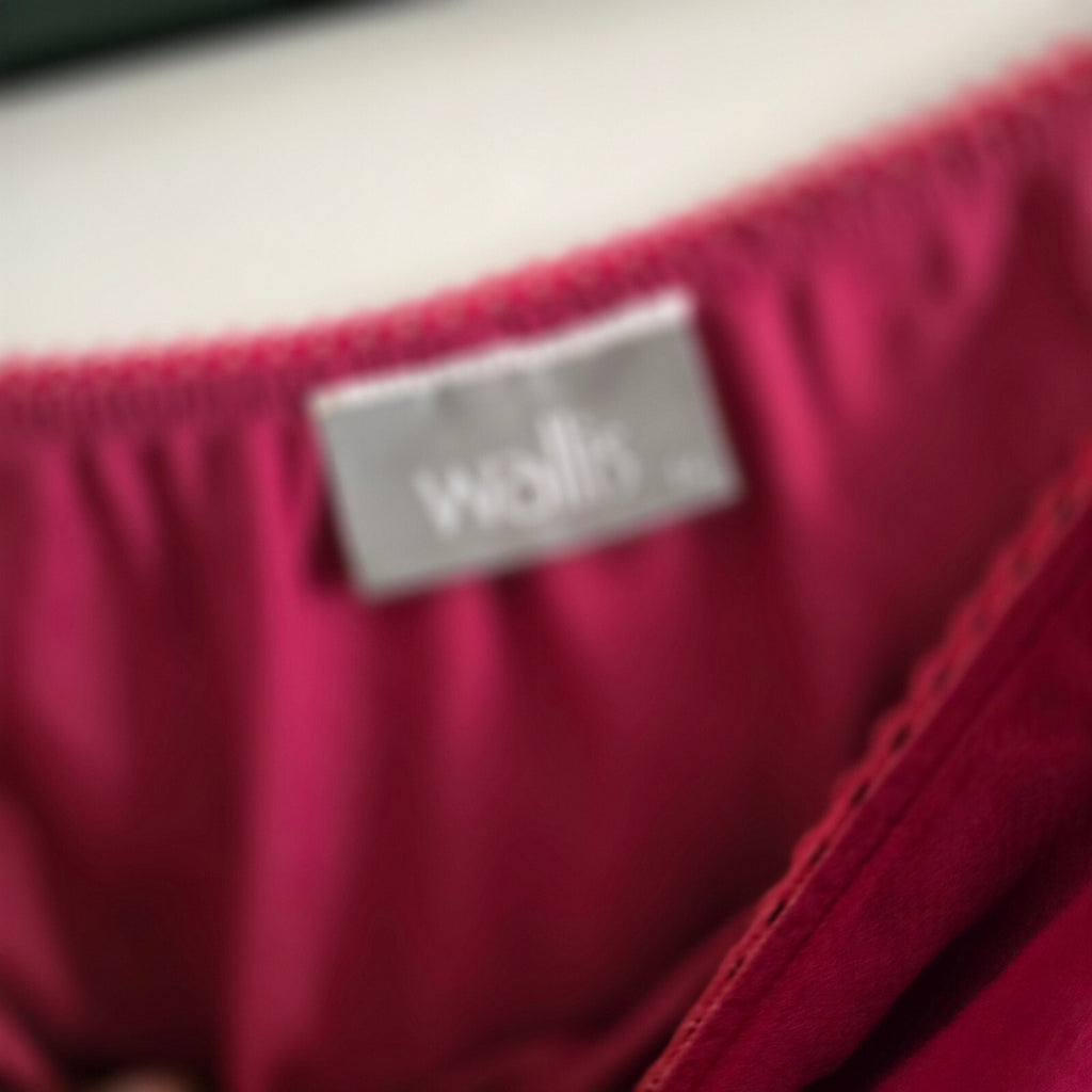 Wallis Burgundy Beaded Hem Midi Skirt UK Size 14, vintage,