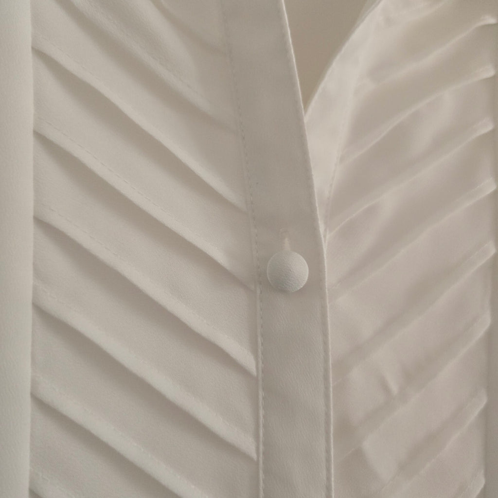 Eastex White Pleated Front Blouse Shirt UK 12 EU 38 100% Polyester
