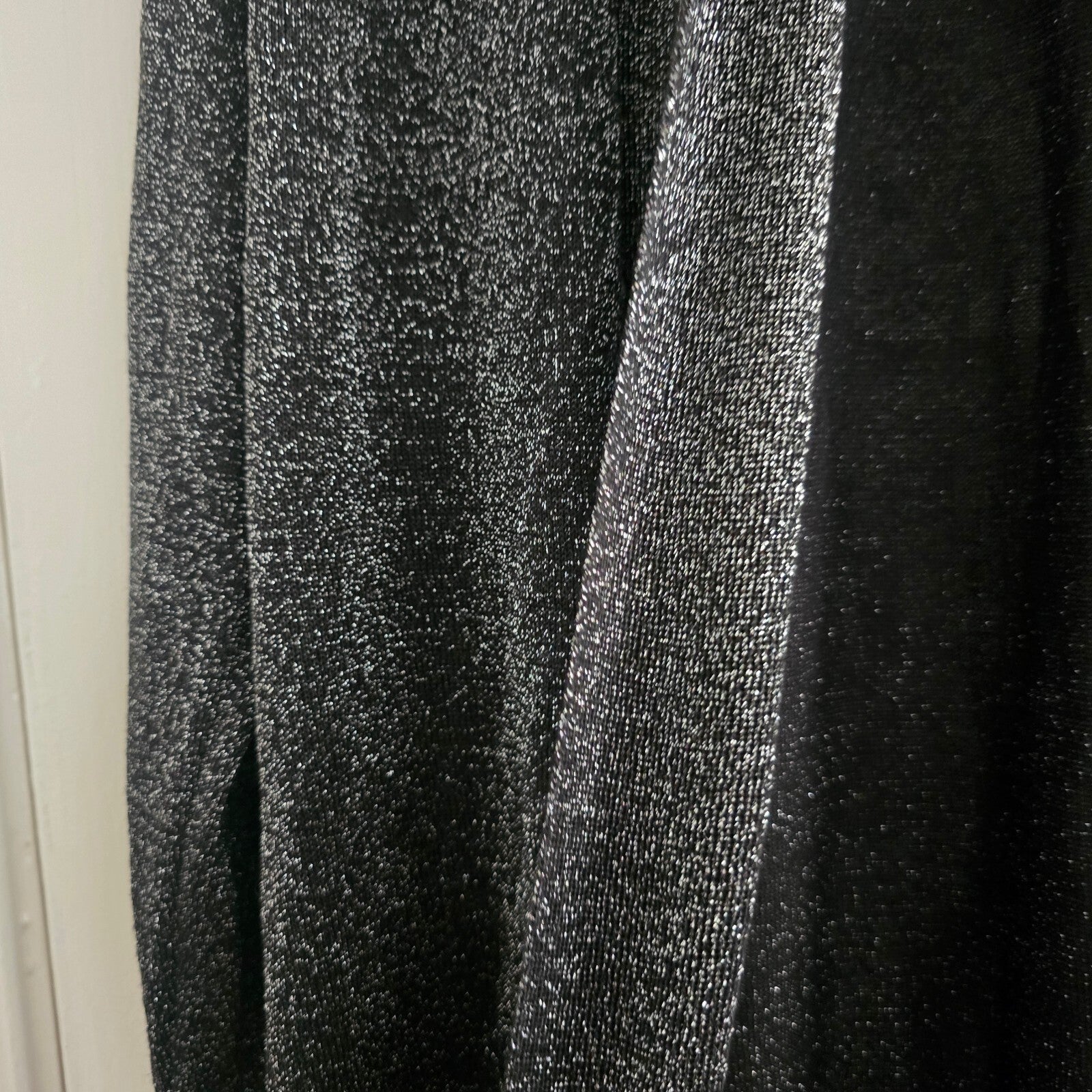 Roman Women's Black and Silver Metallic Open Front Cardigan Size 14
