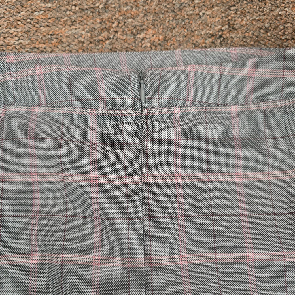 Primark Grey and Pink Checked Mini Skirt UK 10, preppy