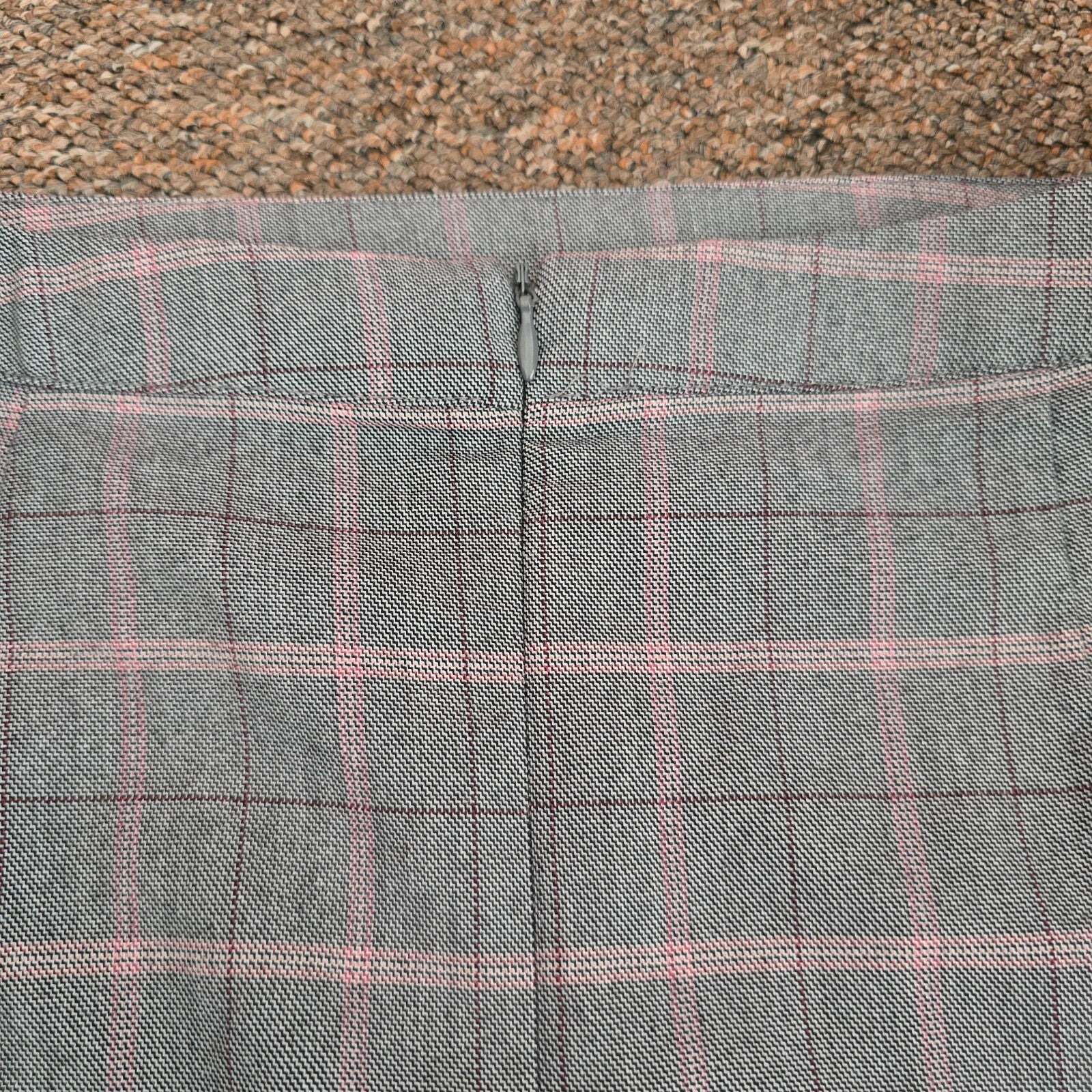 Primark Grey and Pink Checked Mini Skirt UK 10, preppy