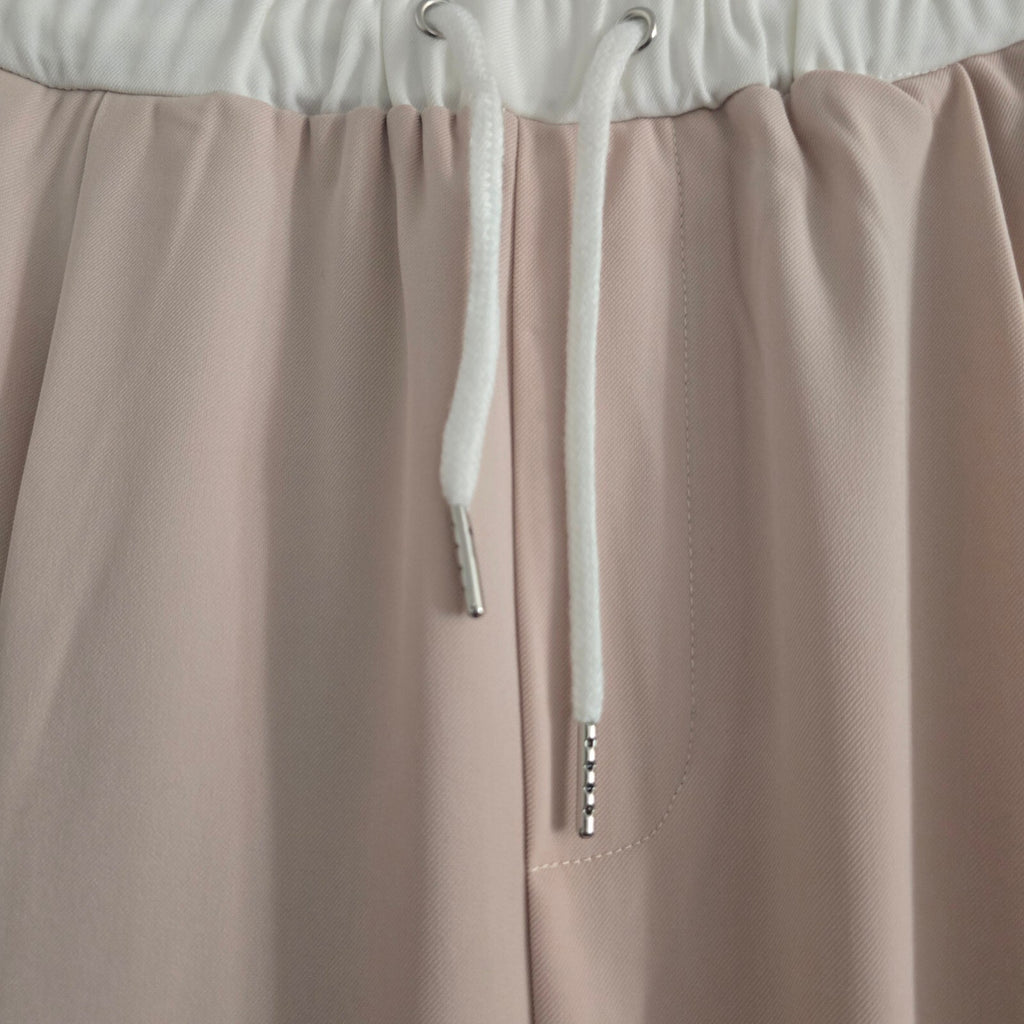 Boohoo Stone Wide Leg Trousers with White Drawstring Waistband UK 16 BNWT