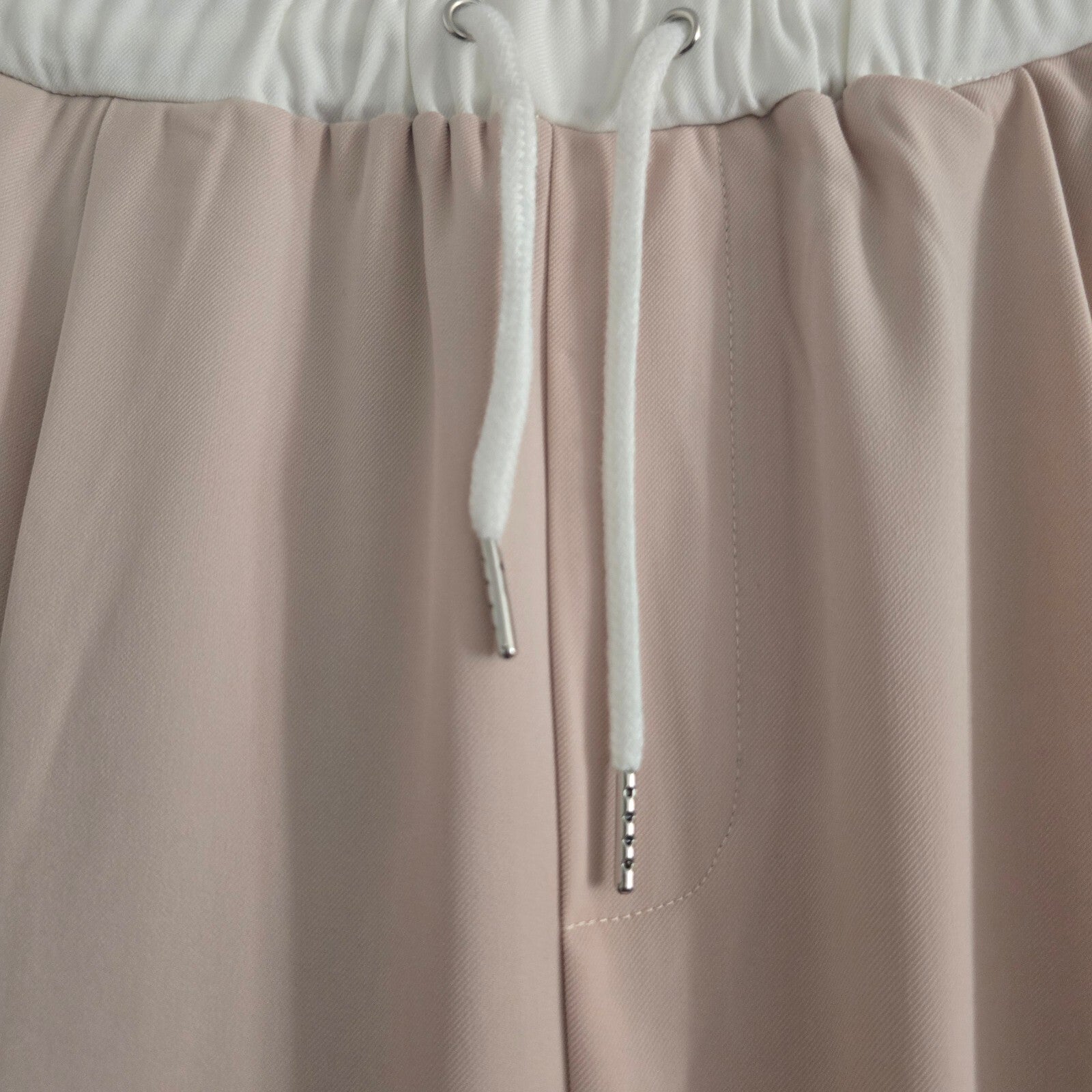 Boohoo Stone Wide Leg Trousers with White Drawstring Waistband UK 16 BNWT