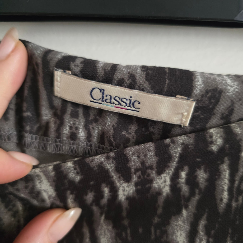 M&S Classic UK 14 Printed A-Line Skirt, animal print, layered, vintage