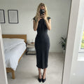 Karen Millen Grey Wool Blend Pencil Dress UK 12, luxury, formal, office