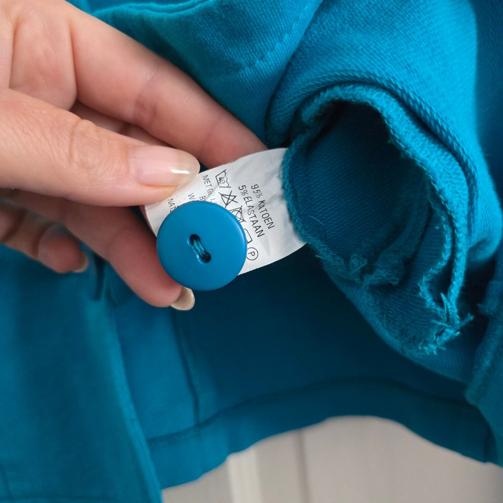 LIV Turquoise Blue Tailored Blazer Jacket Size 40, jersey fabric, stretch, comfy