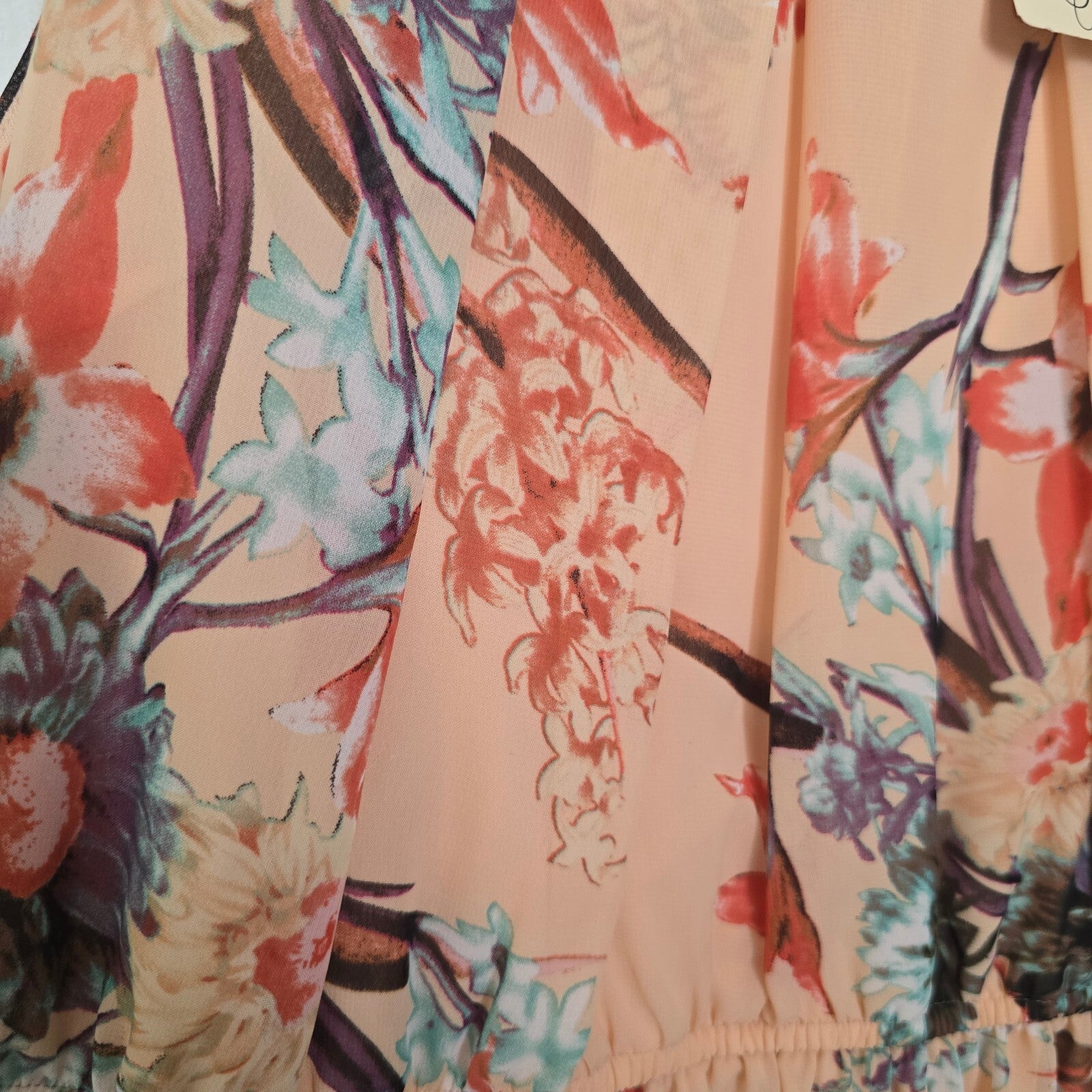 Forever 21 Peach Floral Sleeveless Dress with Ruffle Detail, BNWT, size M