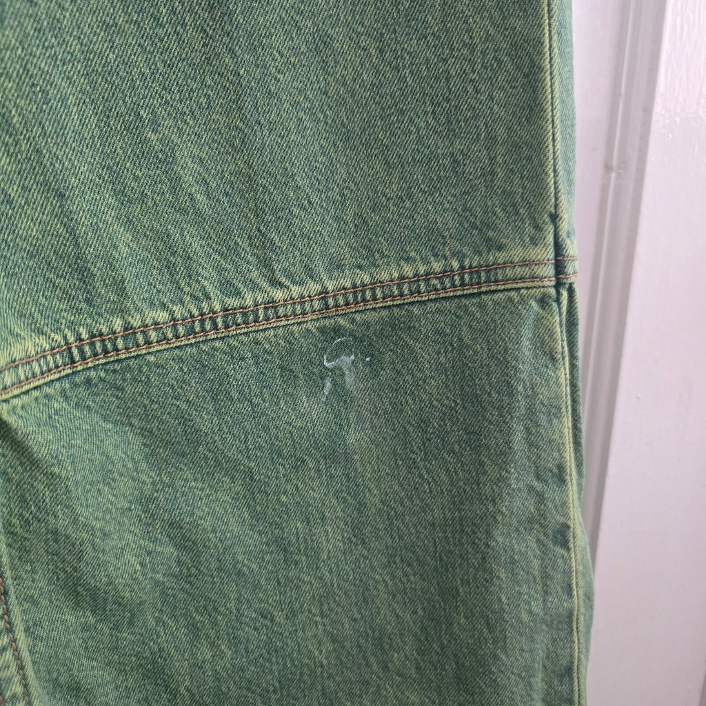 Ganni Green High-Rise Wide Leg Jeans Size 24 retro vintage rare denim