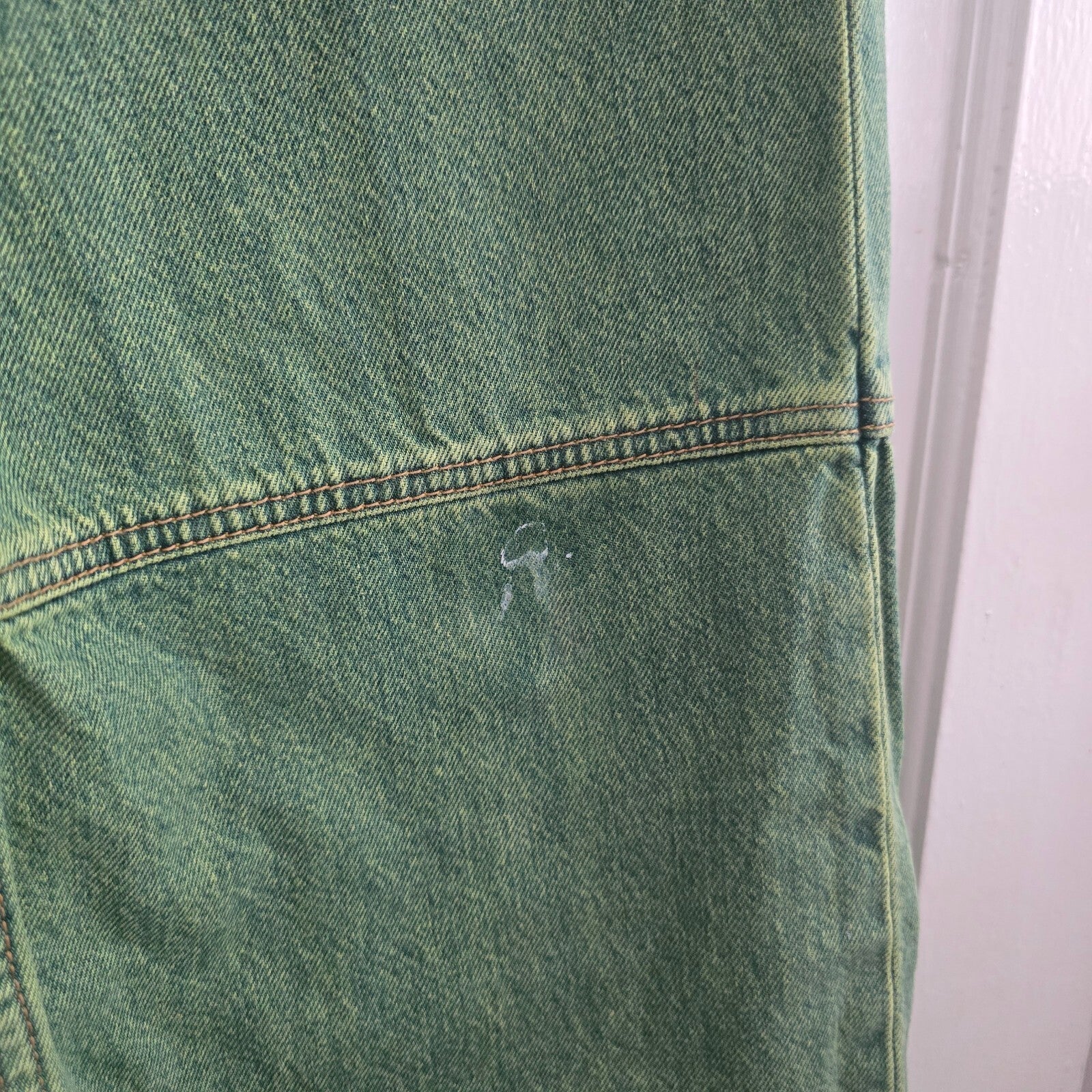 Ganni Green High-Rise Wide Leg Jeans Size 24 retro vintage rare denim