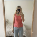 Coral Pink Sleeveless Lace Overlay Spiderweb Top, size M