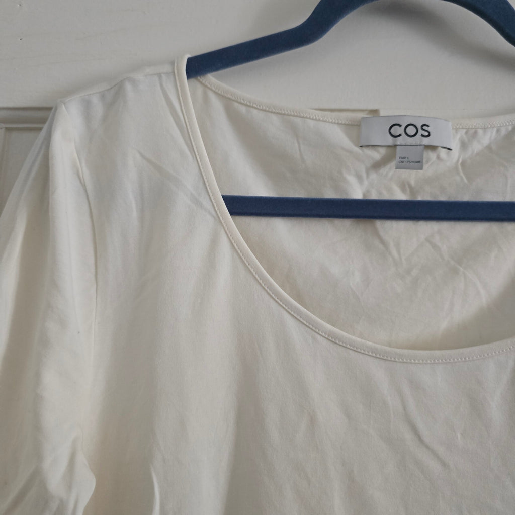 COS Cream Scoop Neck Half Sleeve Top Size Large, wardrobe staple, smart casual