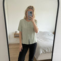 Jacques Vert Light Green Pleated Front Short Sleeve Blouse UK 12