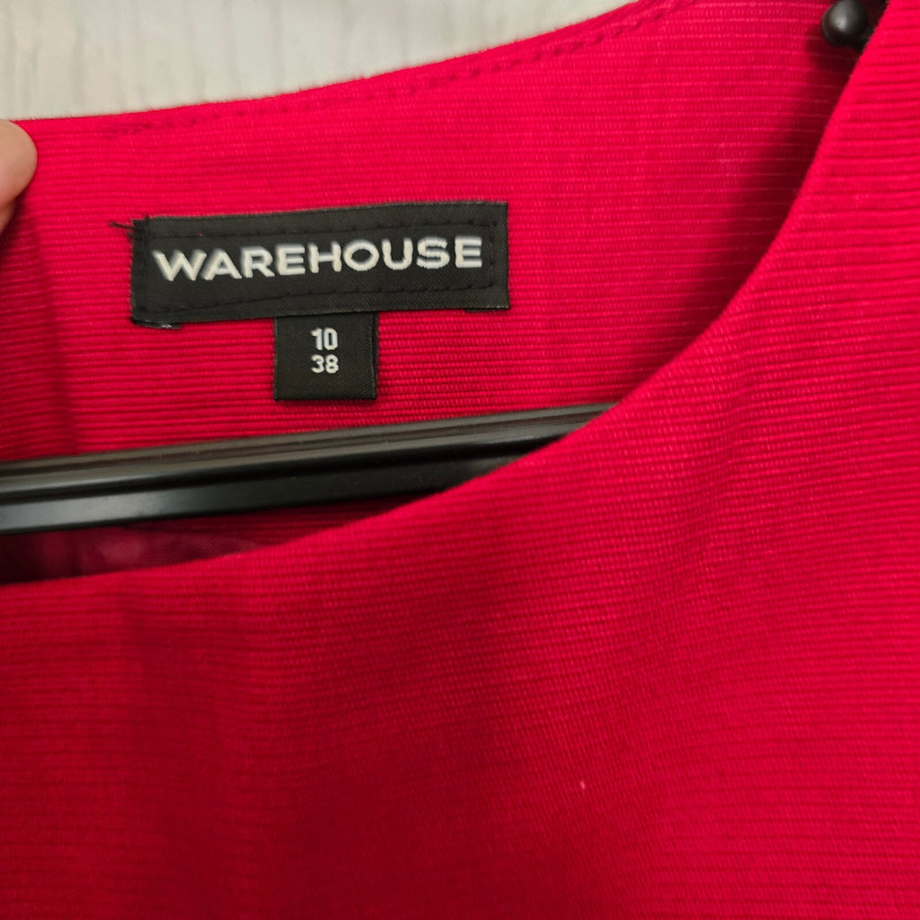 Warehouse Red Sleeveless Drop Waist Dress UK 10