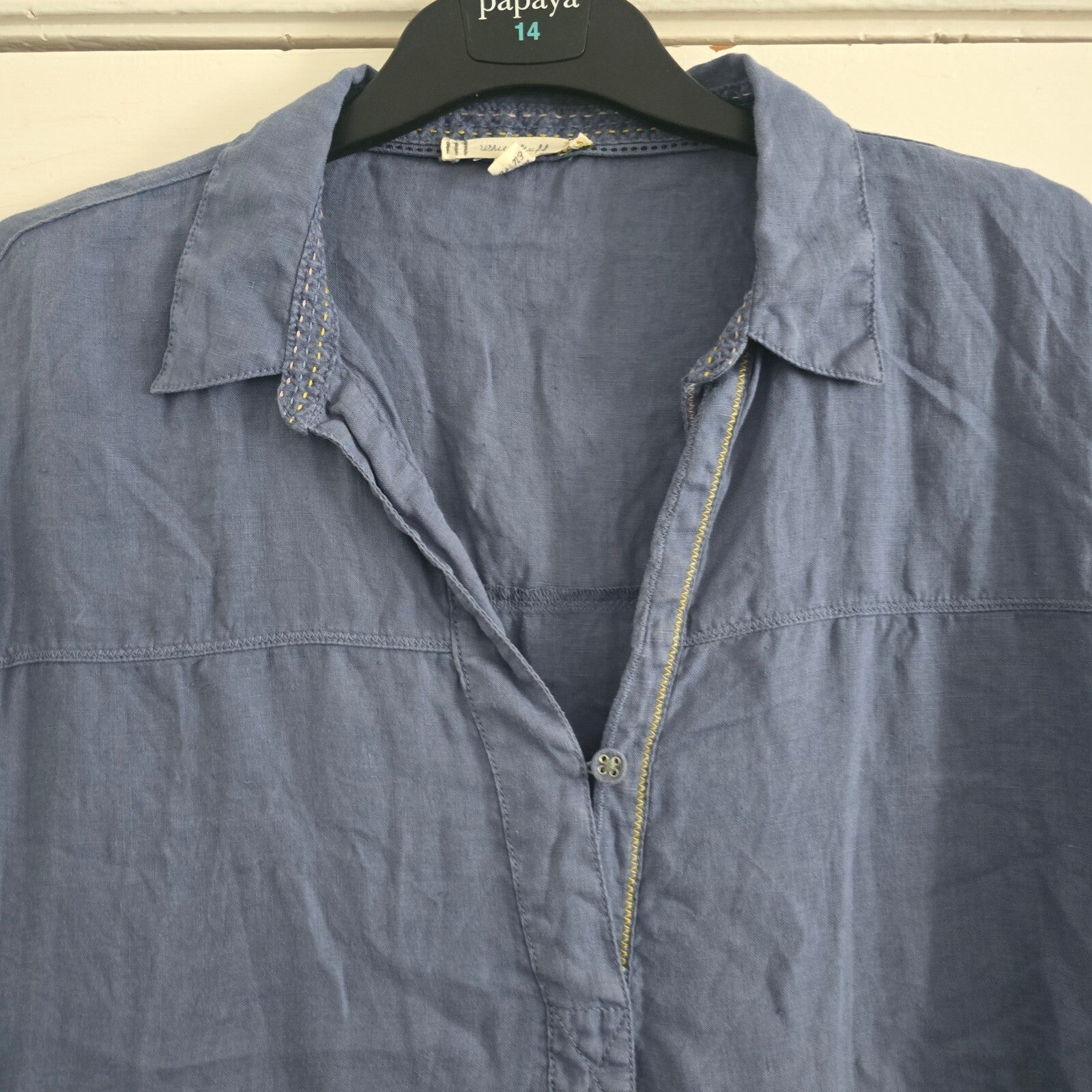 White Stuff Blue Linen Shirt Dress UK 12, lightweight, summer, pockets