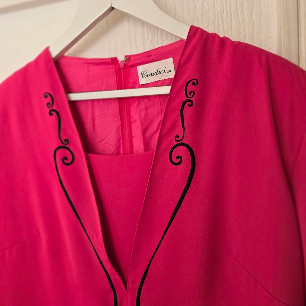 Condici Pink and Black Two-Tone Dress with Embroidered Detail, Size 20, elegant