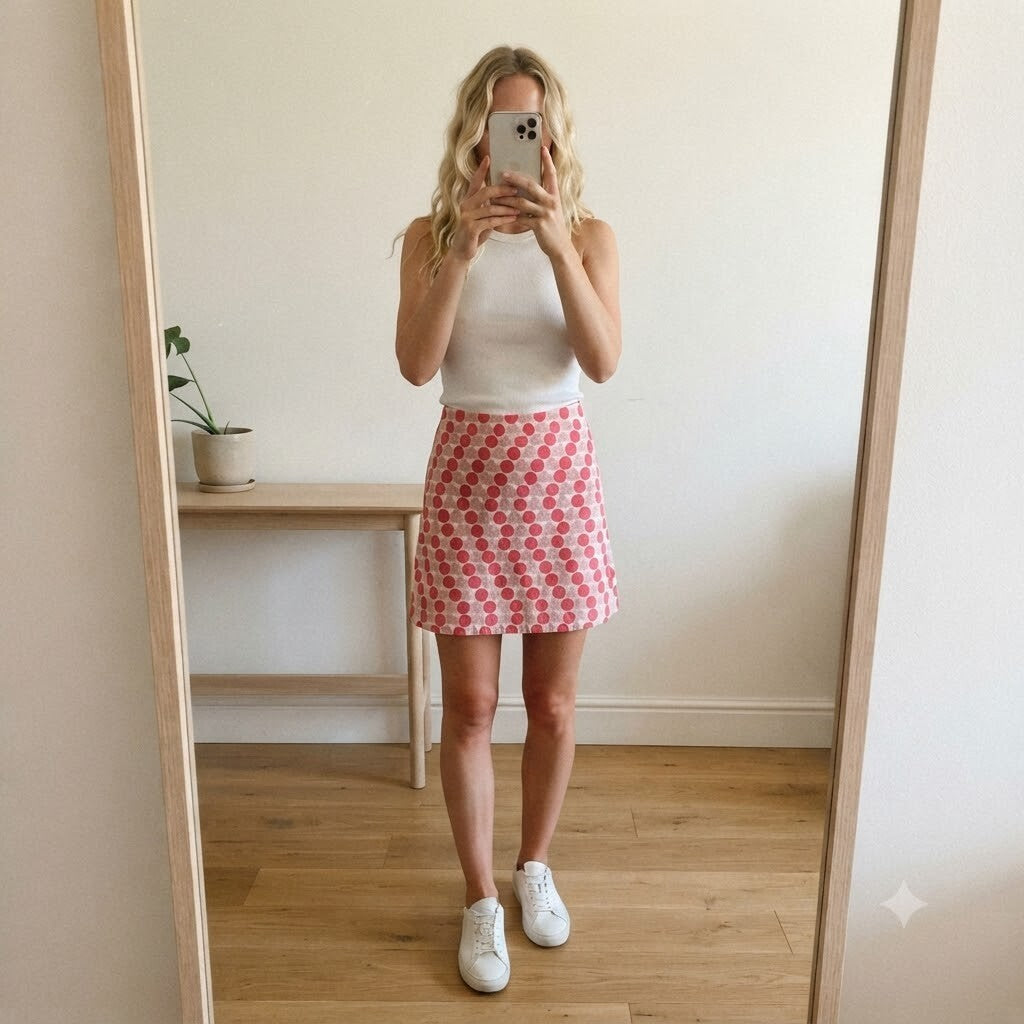 Boden Red and Pink Polka Dot Mini Skirt Size 14