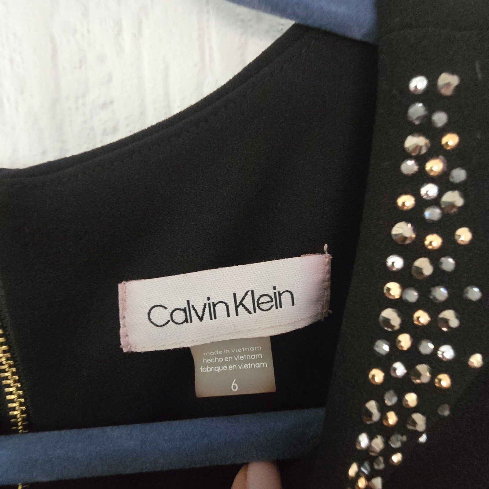 Calvin Klein Sleeveless Embellished High-Low Flounce Dress – BNWT, size 6