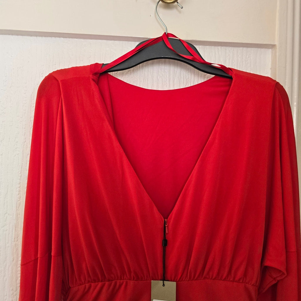 Coast Laurie Jersey Shift Dress Red Size 16, BNWT, ruched jersey stretch
