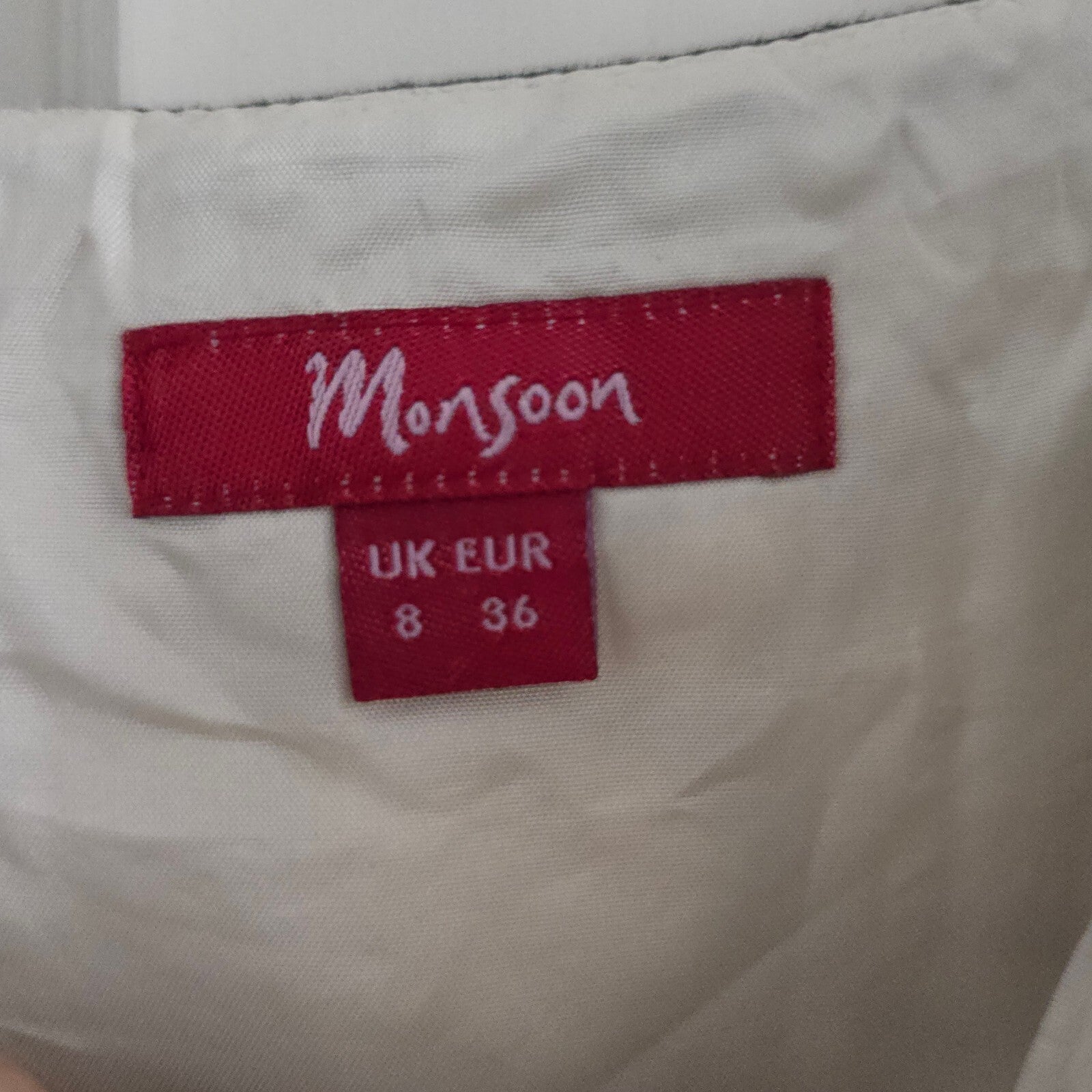 Monsoon Black and White Patterned Midi Dress UK 8 EUR 36, linen mix