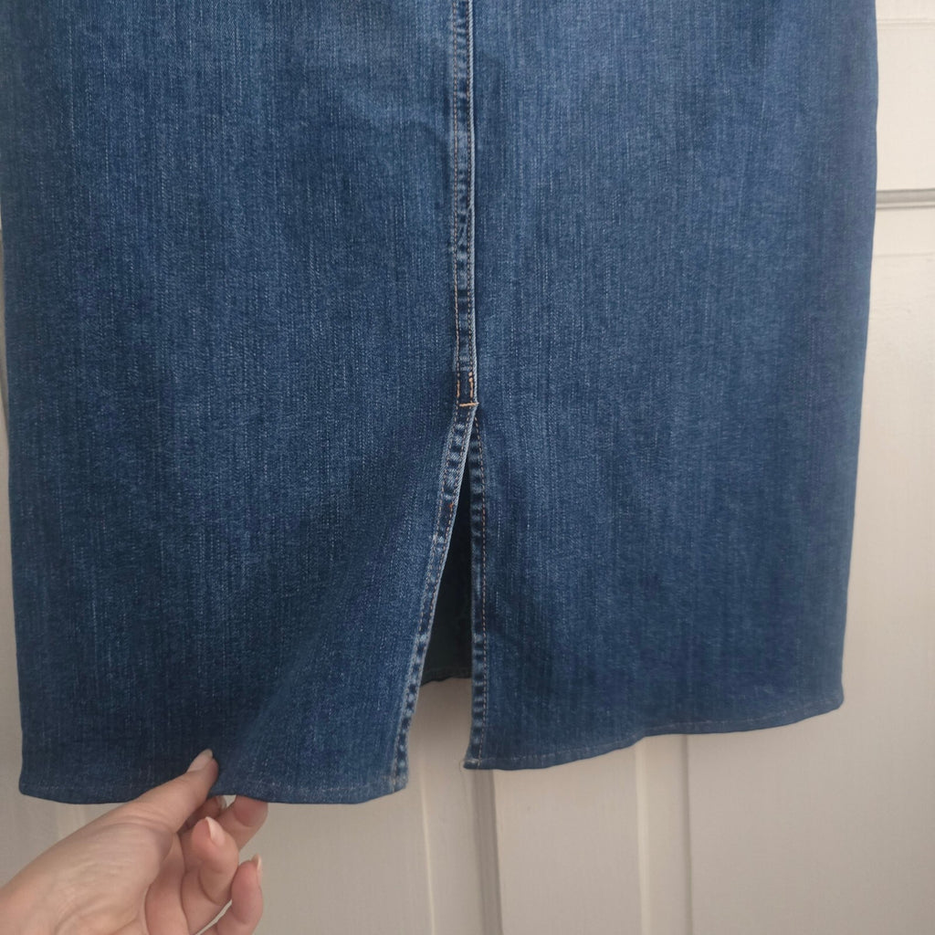 Denim Since 1959 Classic Blue Denim Midi Stretch Skirt Size 10
