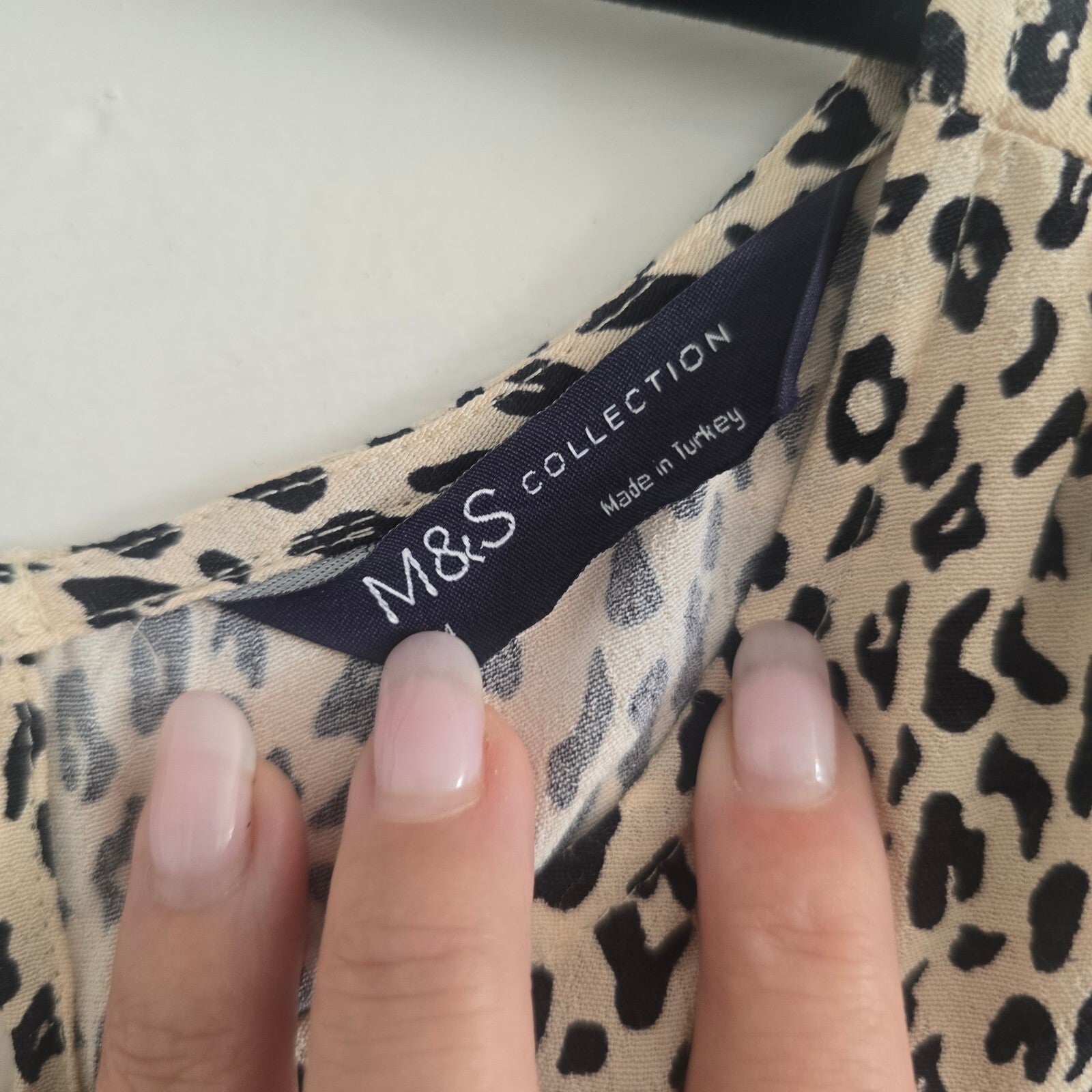 M&S Collection Leopard Print Midi Dress UK 14 Black Mix, relaxed fit