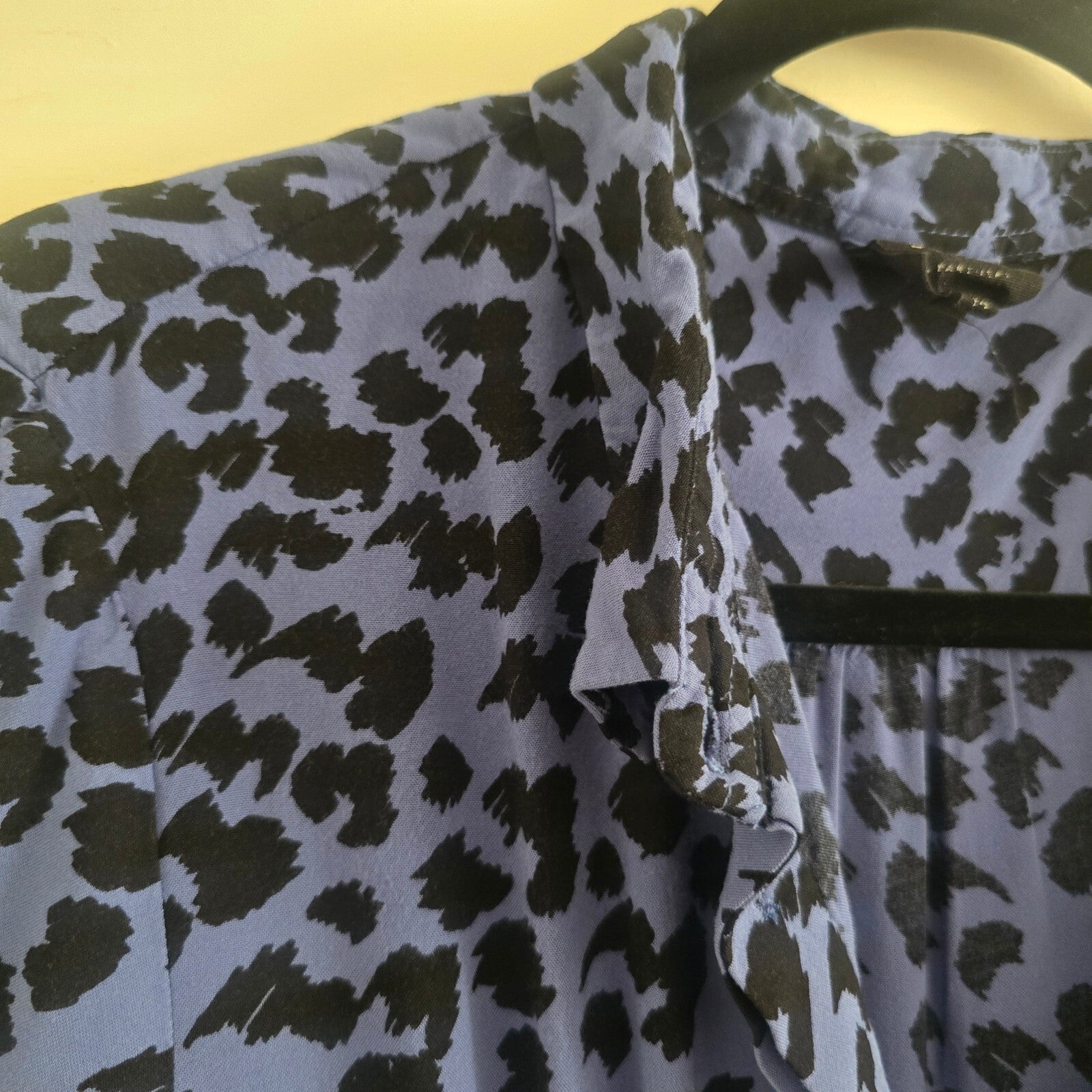 John Lewis Blue and Black Animal Print Long Sleeve Midi Shirt Dress Size 14