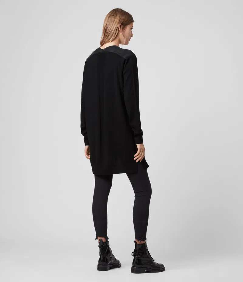 AllSaints Jamie Zip Longline Cardigan Black, Relaxed Fit BNWT, rrp £168, size XS