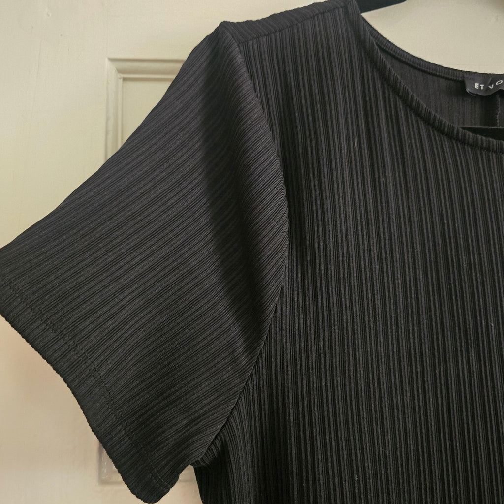 ET VOUS Black Ribbed Short Sleeve Maxi Dress Size 16