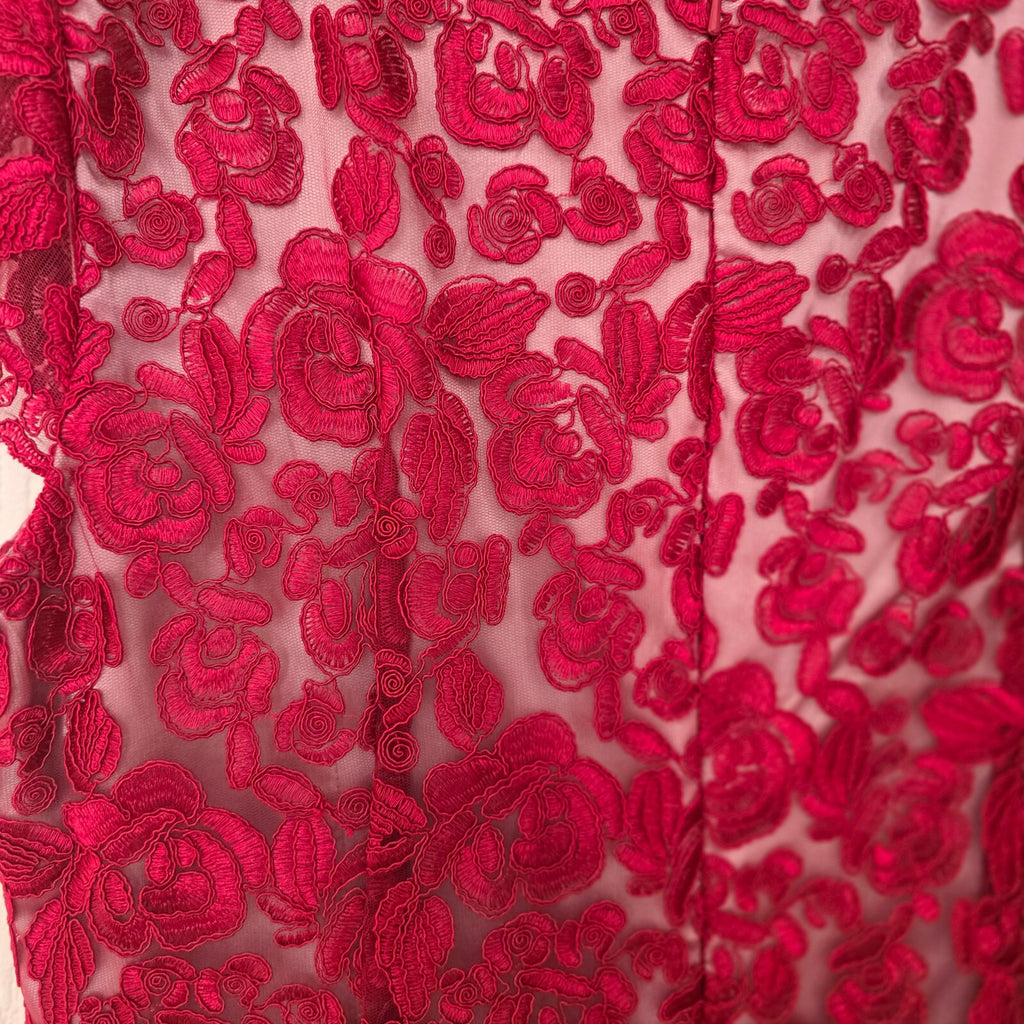 Jacques Vert BNWT Red Floral Lace Overlay Dress UK 18, Mother Of the Bride/Groom