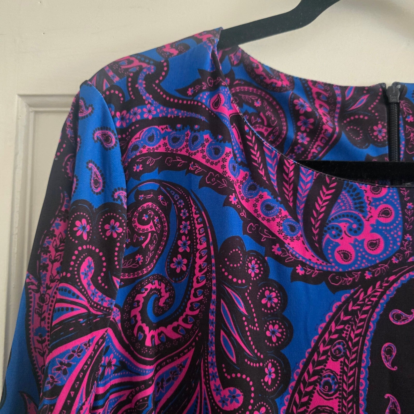 Roman Purple Women's Paisley Print Long Sleeve Dress Size 18