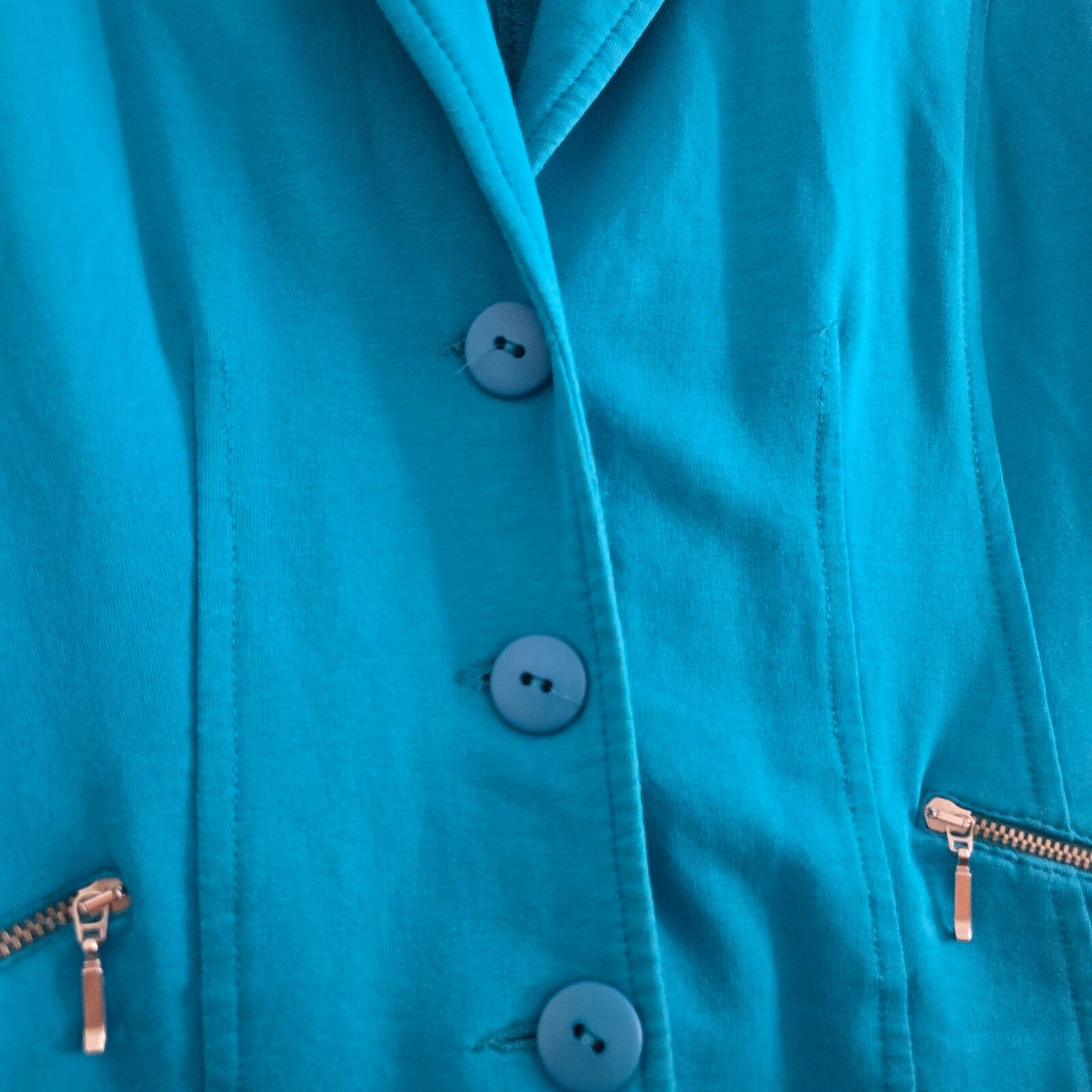 LIV Turquoise Blue Tailored Blazer Jacket Size 40, jersey fabric, stretch, comfy