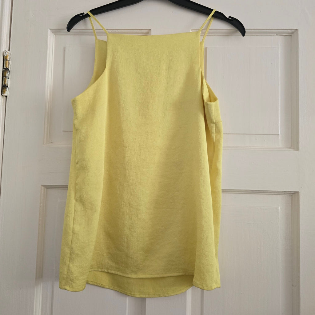 Finery Yellow Sleeveless Textured vest top, lightweight UK 8