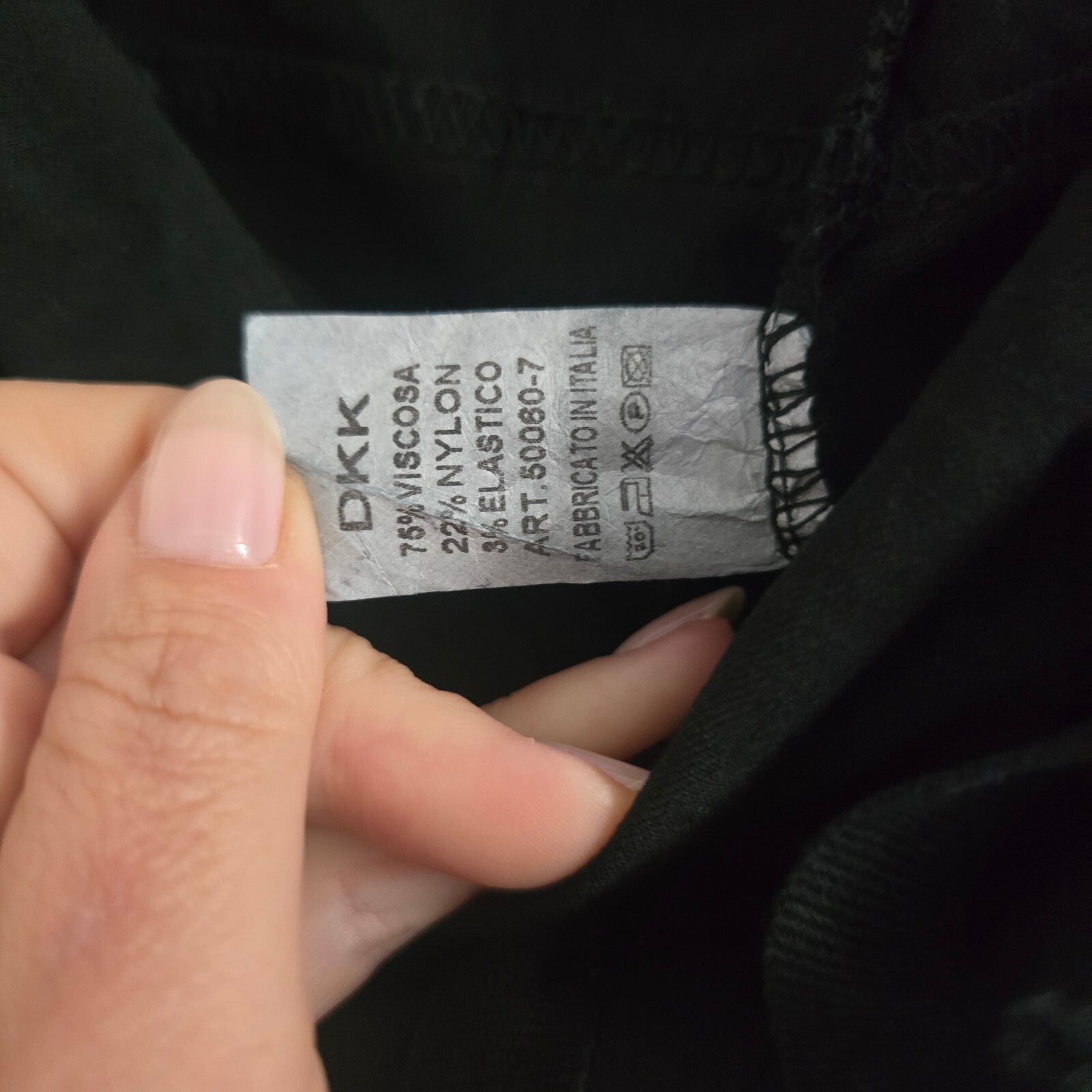 DKK Black Elastic Waist Trousers Drawstring, size M, stretch tailored material