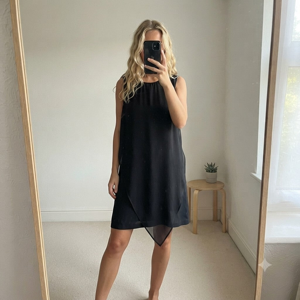 AllSaints Japanese Cloth Black Sleeveless Dress UK 6, style Eala Dress