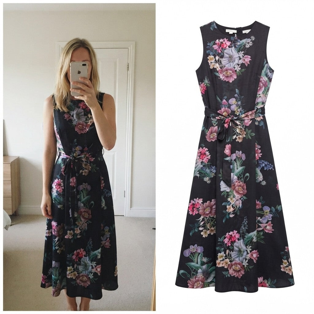 Monsoon Sleeveless Black Floral Maxi Dress with Belt, wedding, summer, glam 8