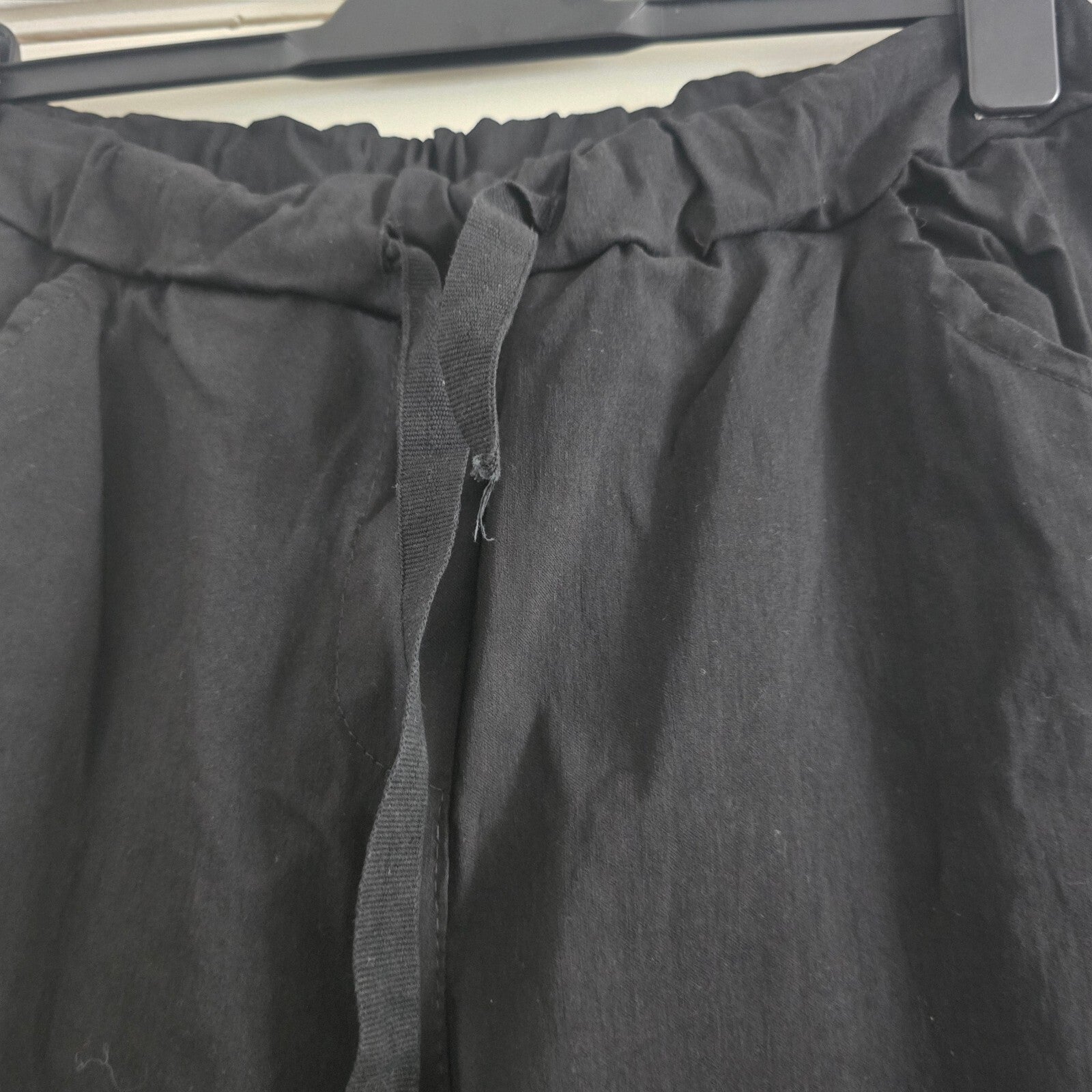 DKK Black Elastic Waist Trousers Drawstring, size M, stretch tailored material